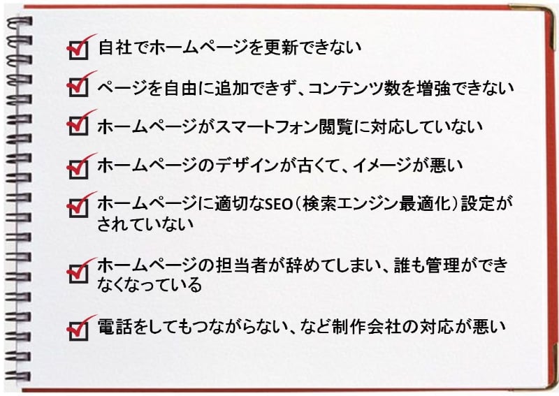 リニューアルすべきホームページの特徴